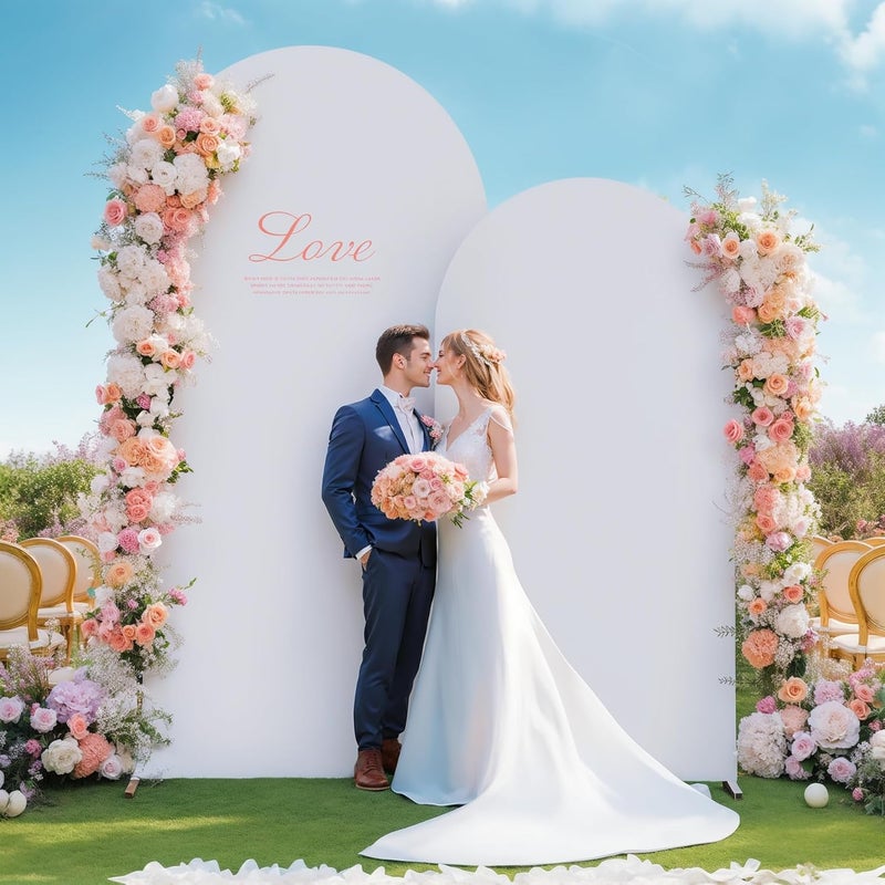 Suppromo Blue and White Arch Cover Set of 2 Spandex 7.2 and 6ft Arch Backdrop Cover Wedding Arch Stand Covers for Baby Shower Boy Birthday Party Bridal Shower Banquet Photo Background Decorations - Image 4